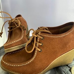 Sperry Womens Brown Lace up boot wedges